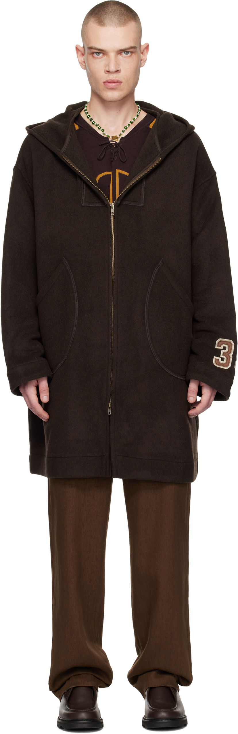 Huppari Bode Fleece Hooded Coat Ruskea | MRF24OW010