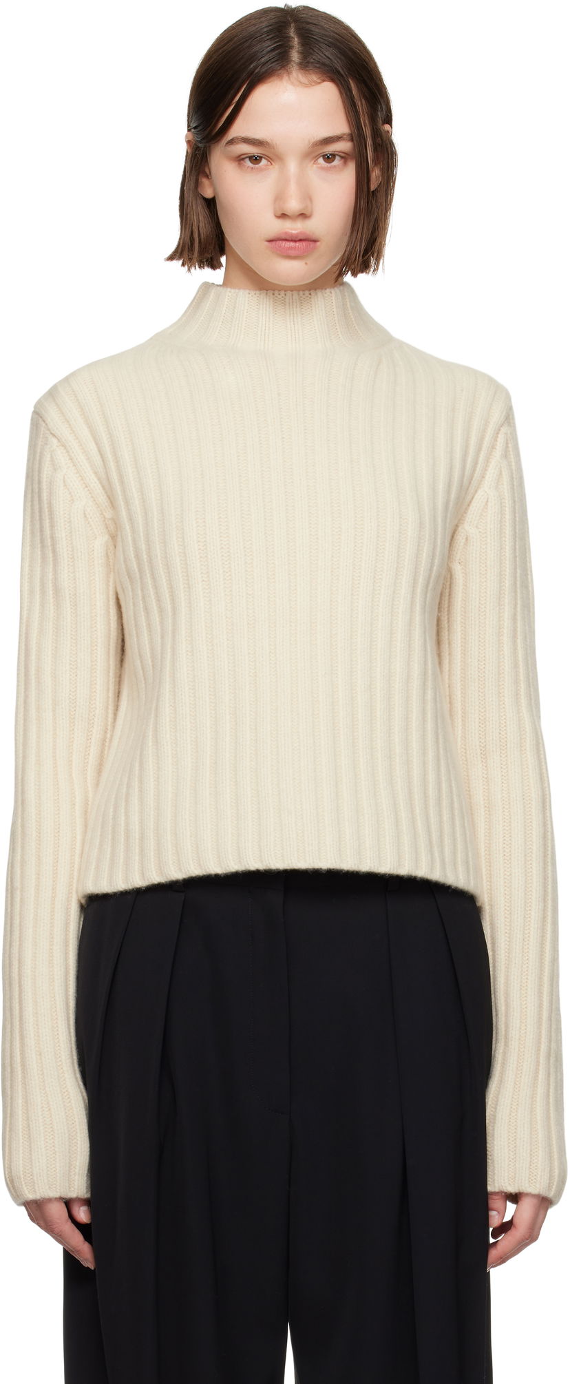 Villapaita TOTEME TOTEME Chunky Rib Knit Sweater Beige | 244-WRT0375-YA0004