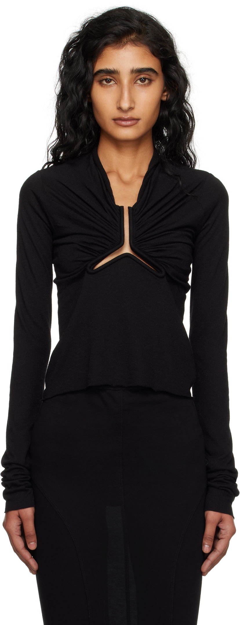 T-paita Rick Owens Rick Owens Allanah Long Sleeve T-Shirt Musta | RP02E4266 JR