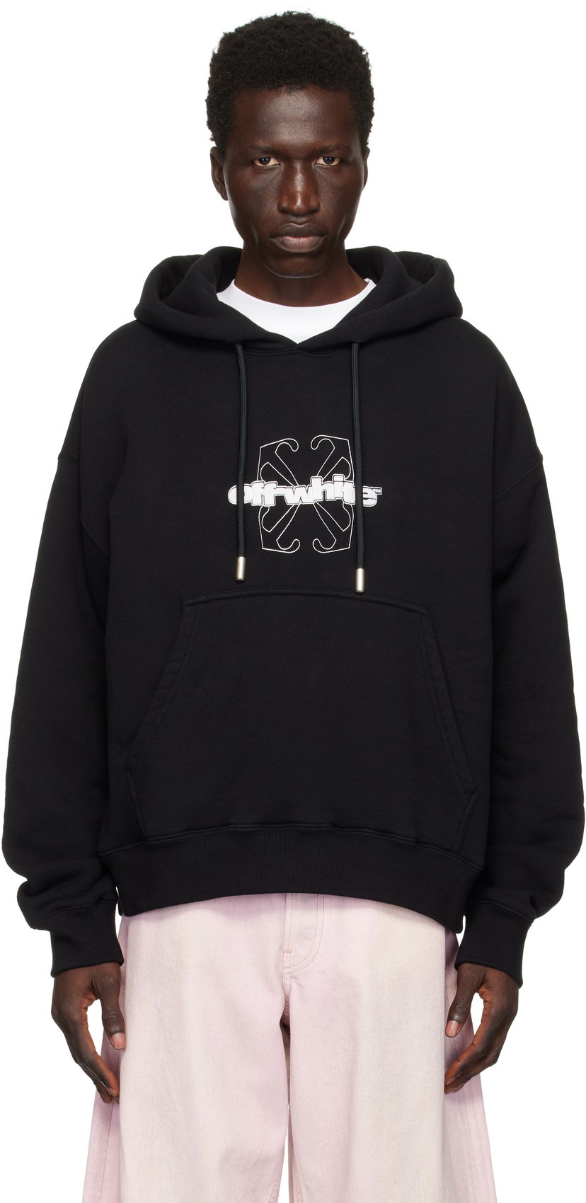 Huppari Off-White Flock Arrow Skate Black Hoodie Musta | OMBB085F24FLE00M1001