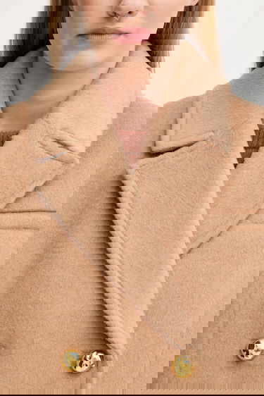 Takit GANNI GANNI Double Faced Wool Double Breasted Blazer Beige | W0876, 3