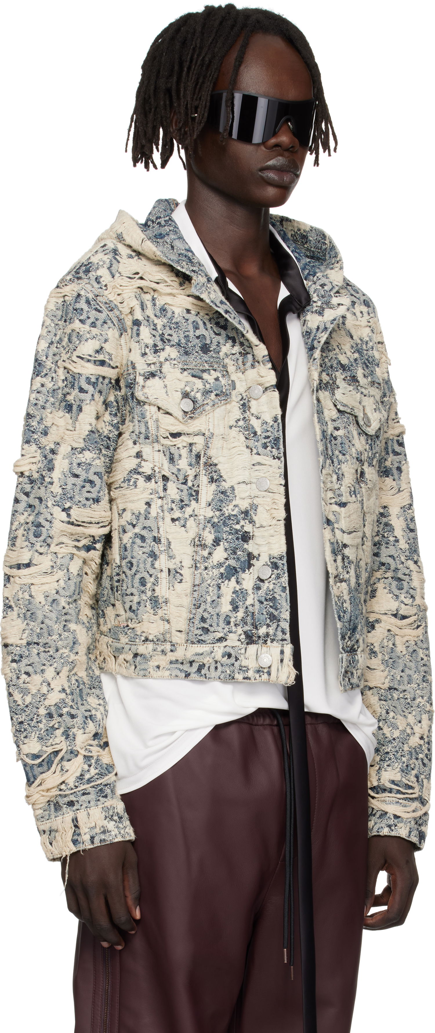 Takki Acne Studios Acne Studios Hooded Distressed Denim Jacket Sininen | C90202-, 1