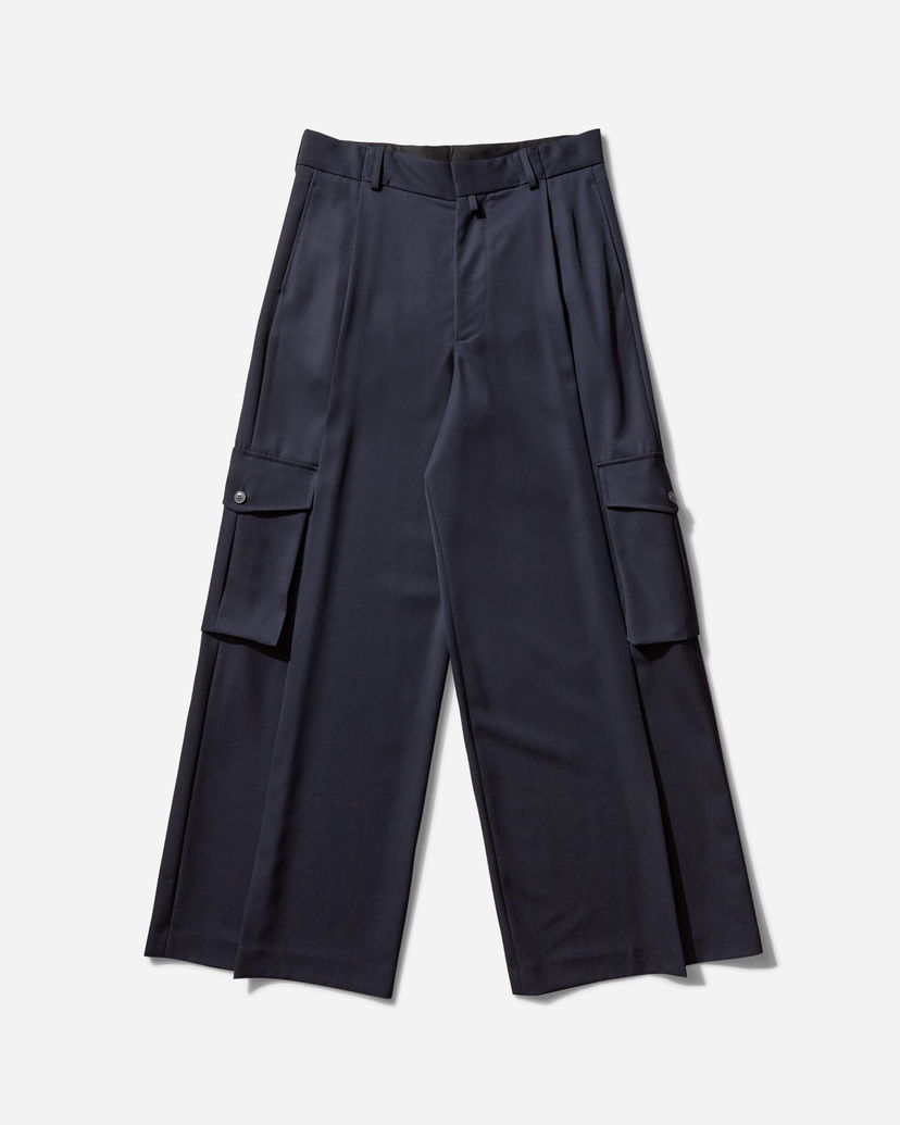 Cargo housut Dries Van Noten Wide Leg Pleated Cargo Pants Tummansininen | 251-020915-1176 509
