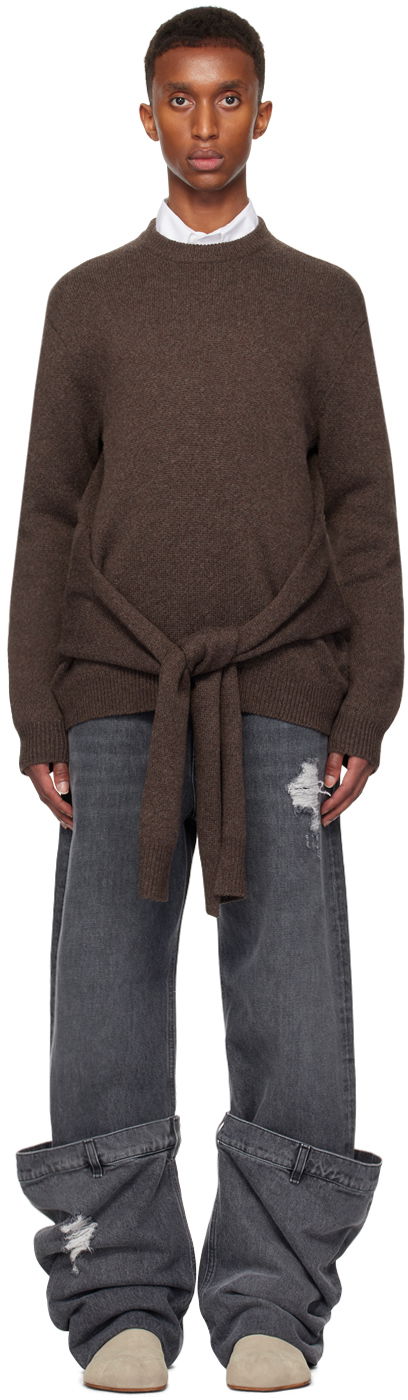 Villapaita JW Anderson JW Anderson Draped Tie-Front Sweater Ruskea | KW1263-YN0384