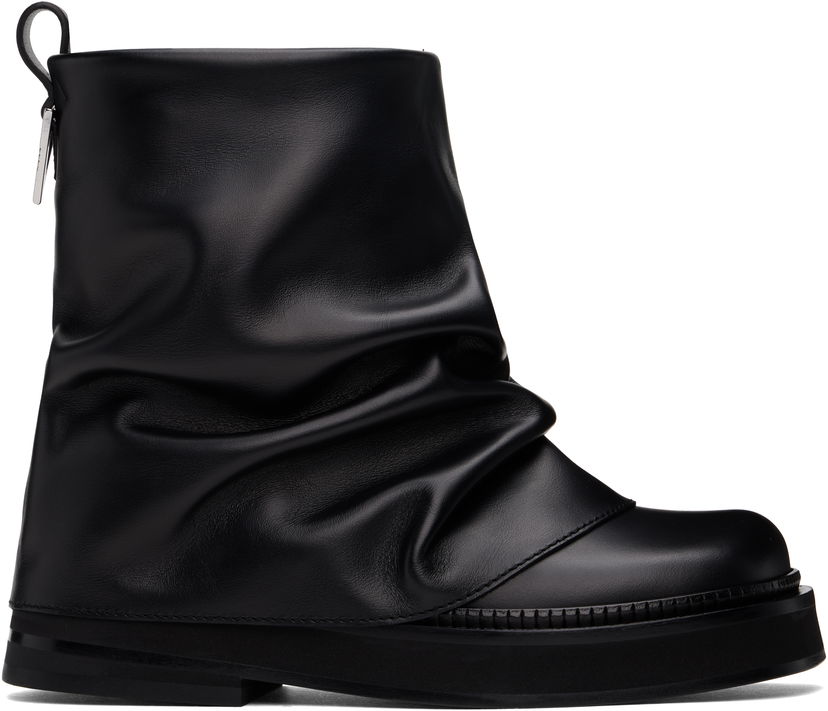 Vaatteet The Attico Attico Mini Robin Slouch Leather Boots Musta | 247WSH00832 LBT019AA