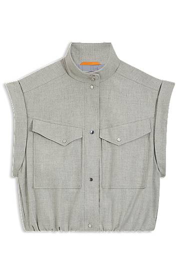 Liivi BOSS Sleeveless stretch flannel vest with stand collar and flap pockets Harmaa | 50547683