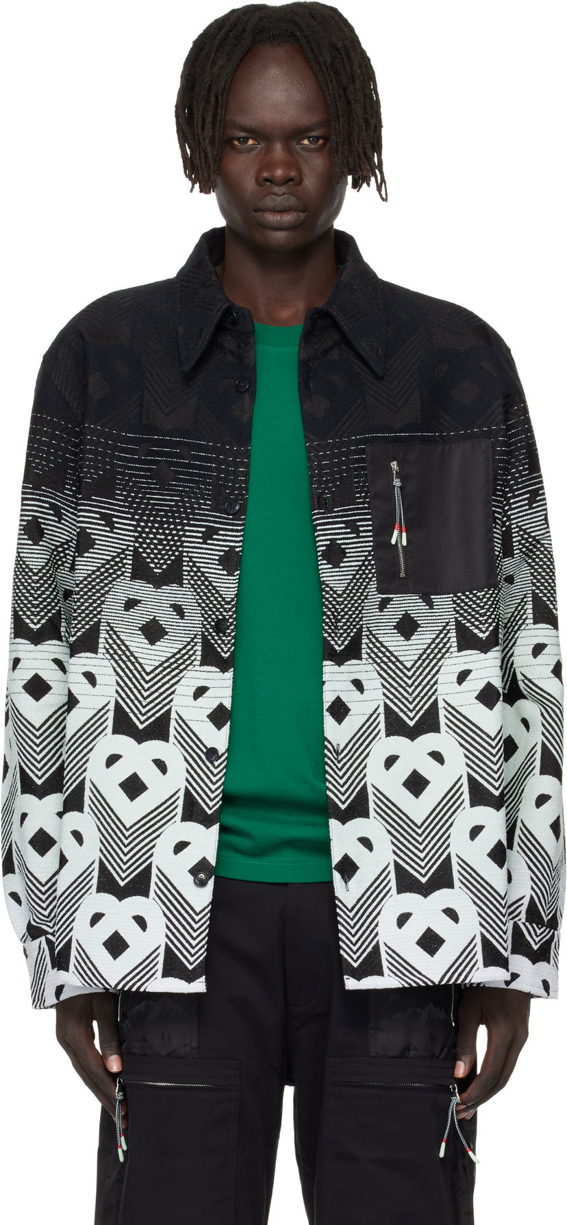 Takki Casablanca Casablanca Gradient Monogram Shirt Jacket Musta | MPF25-JK-374-01