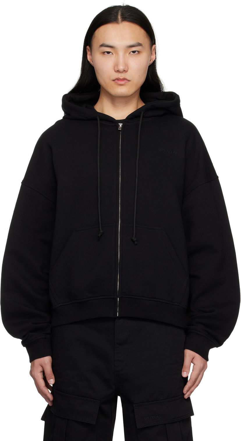 Huppari We11done We11done Twin All Around Zip-Up Hoodie Musta | WD-TJ0-25-833-U-BK