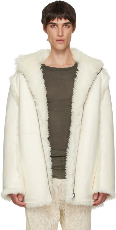 Takit Rick Owens Mac Cropped Reversible Shearling Coat Valkoinen | RU02E1769 LSHAR, 0