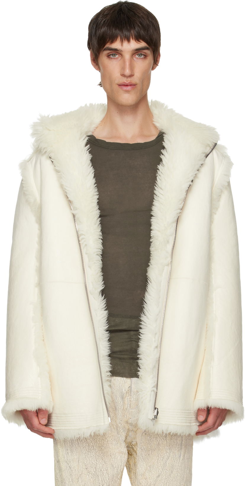 Takit Rick Owens Mac Cropped Reversible Shearling Coat Valkoinen | RU02E1769 LSHAR
