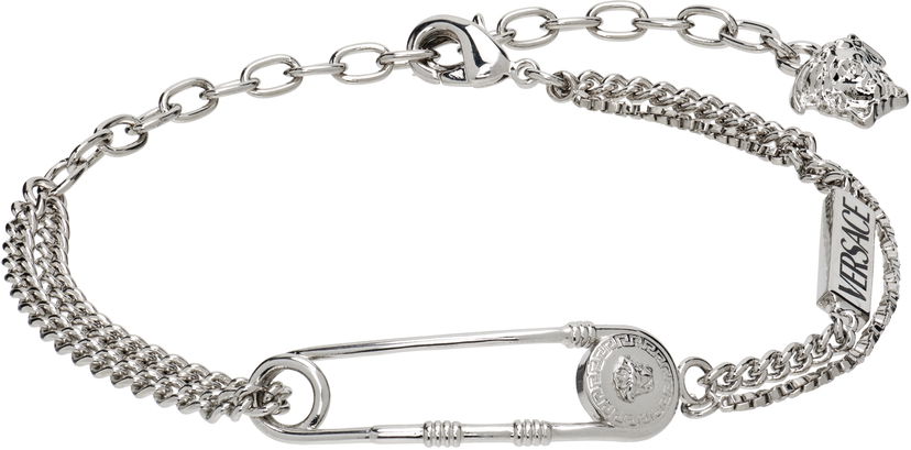 Rannerengas Versace Versace Silver-Tone Safety Pin Chain Bracelet Metallinen | 1020673_1A00620