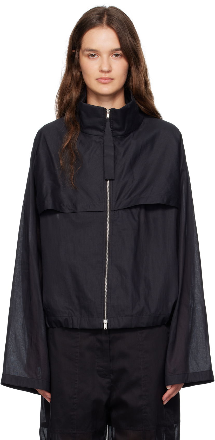Takki Jil Sander Jil Sander Cotton Muslin Zip Up Jacket Musta | J01SW0009_J45014