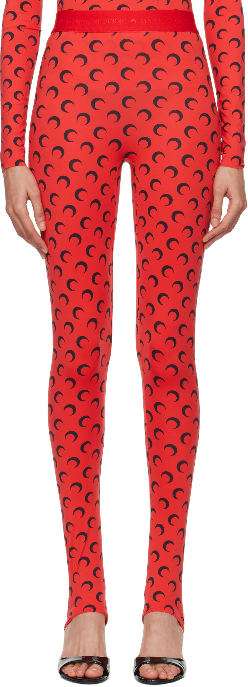 Leggingsit Marine Serre Stirrup Leggings with Moon Print Punainen | WPA111A CJER0001