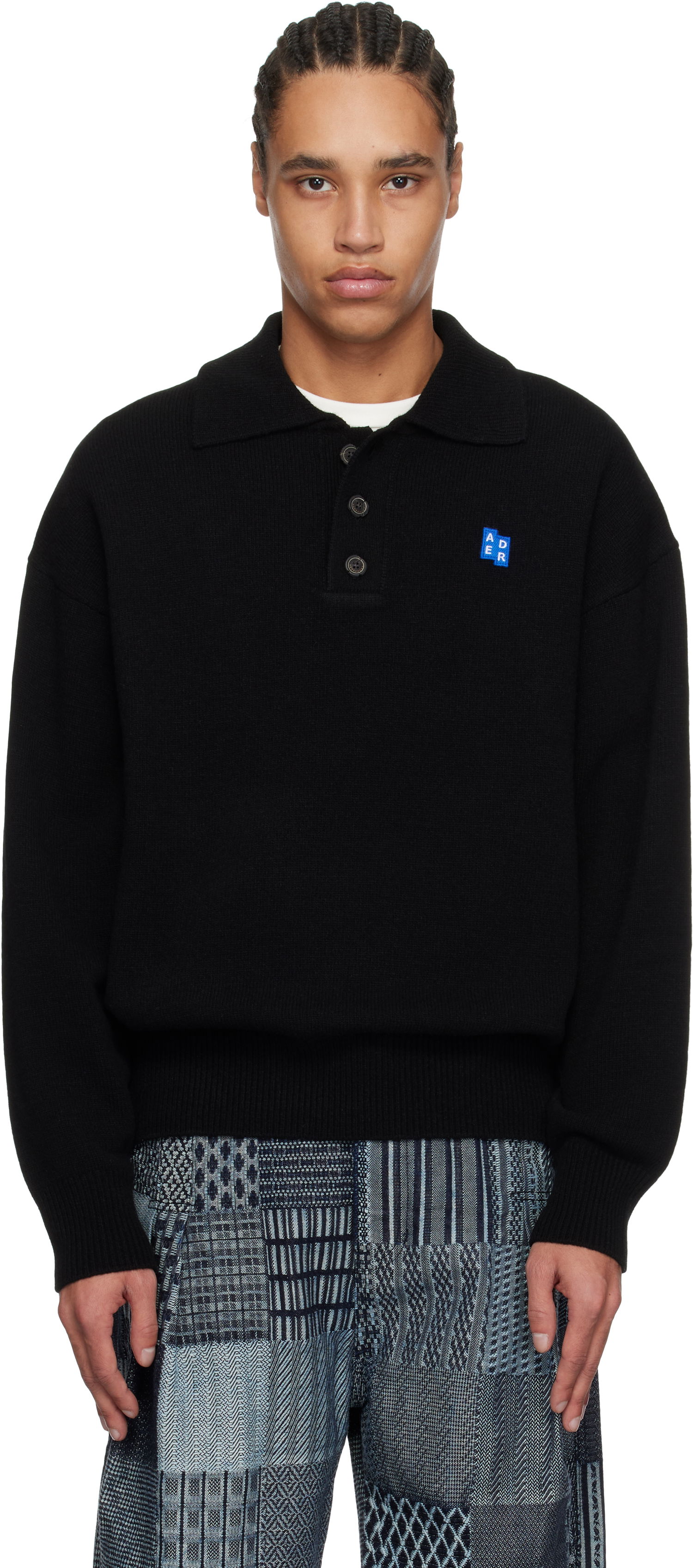 Villapaita ADER ERROR ADER error Significant TRS Tag Knit Polo Musta | BO42FYKT0102BK, 0