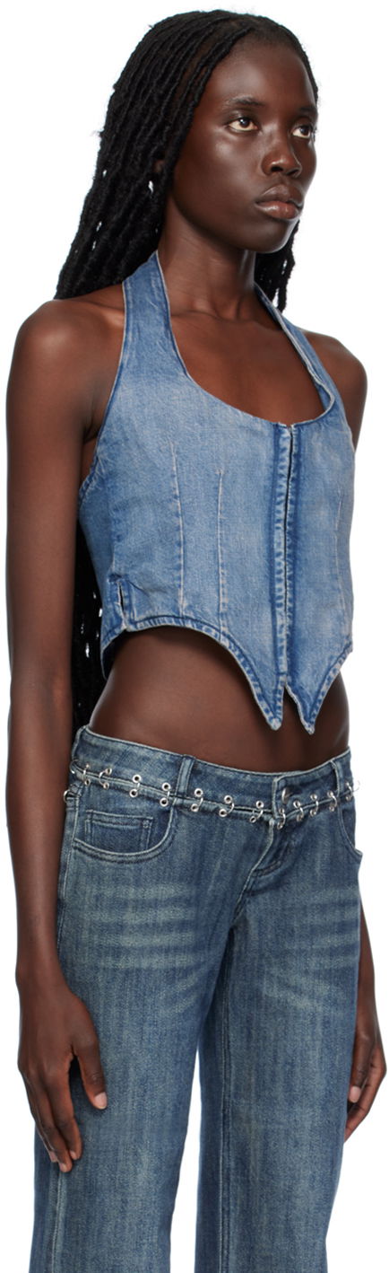 Tankkitoppi Miaou Miaou Dani Denim Halter Corset Top Sininen | 7077SD4ECH, 1