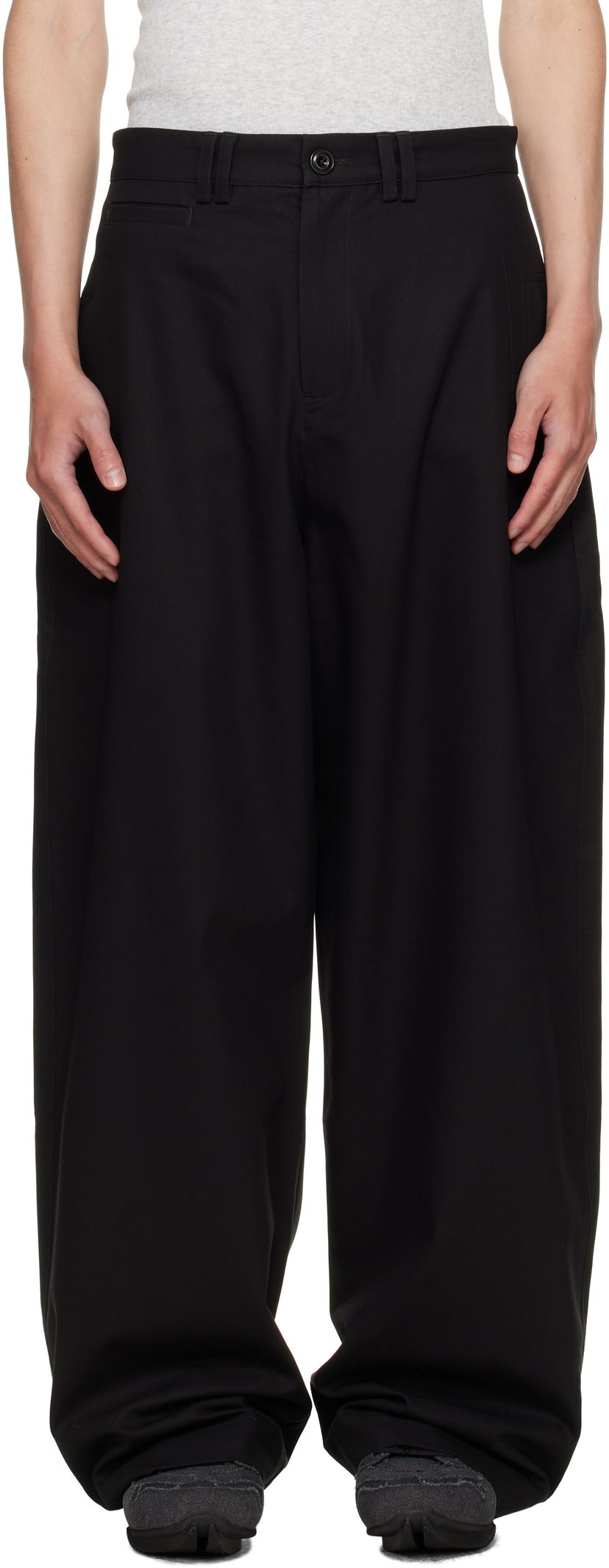 Housut sage NATION SAGE NATION Wide Tailored Trousers Musta | S128 WIDE TAILORED TROUSER COT