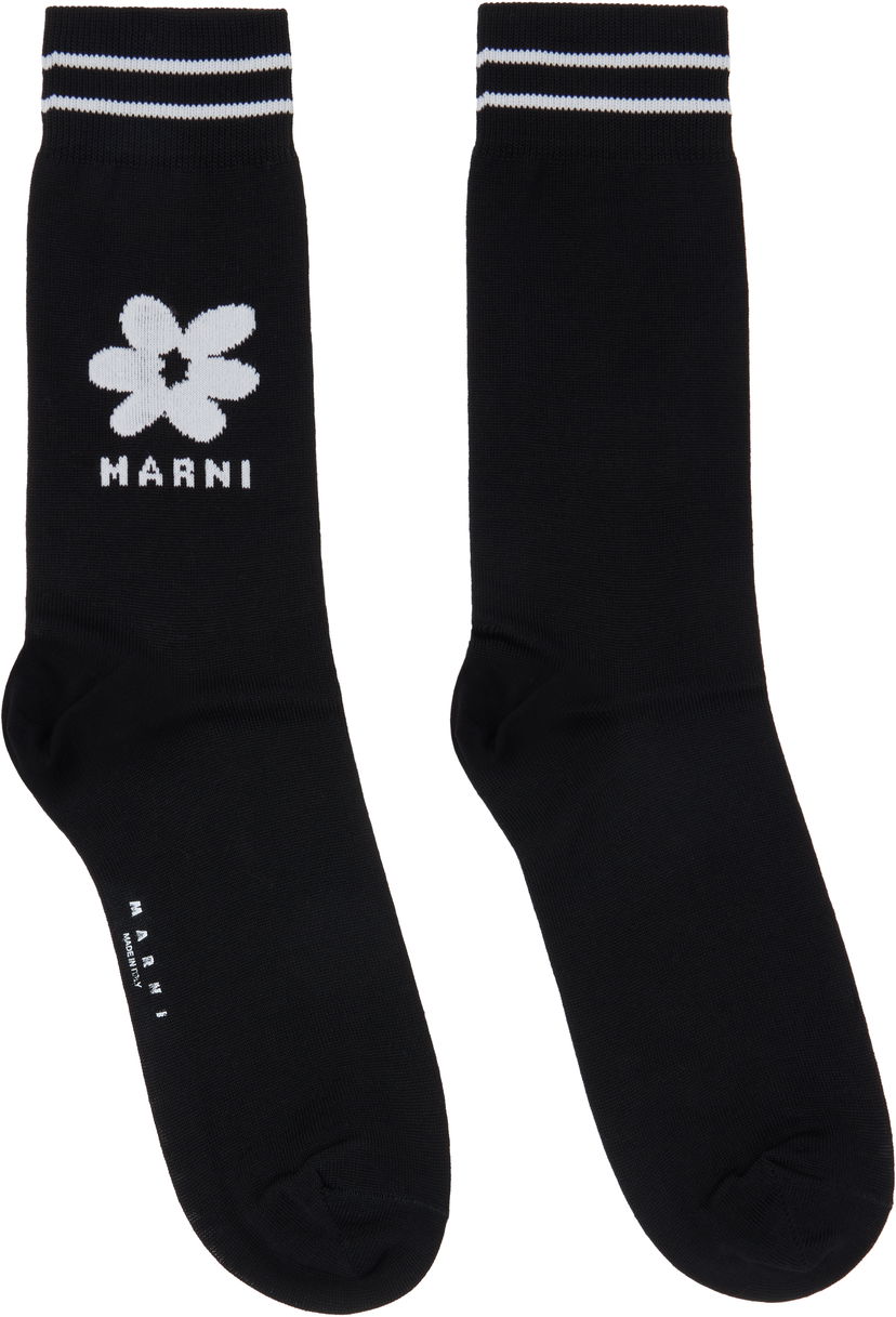 Sukat Marni Jacquard Flower Socks Musta | SKZC0147Q0 UFC182