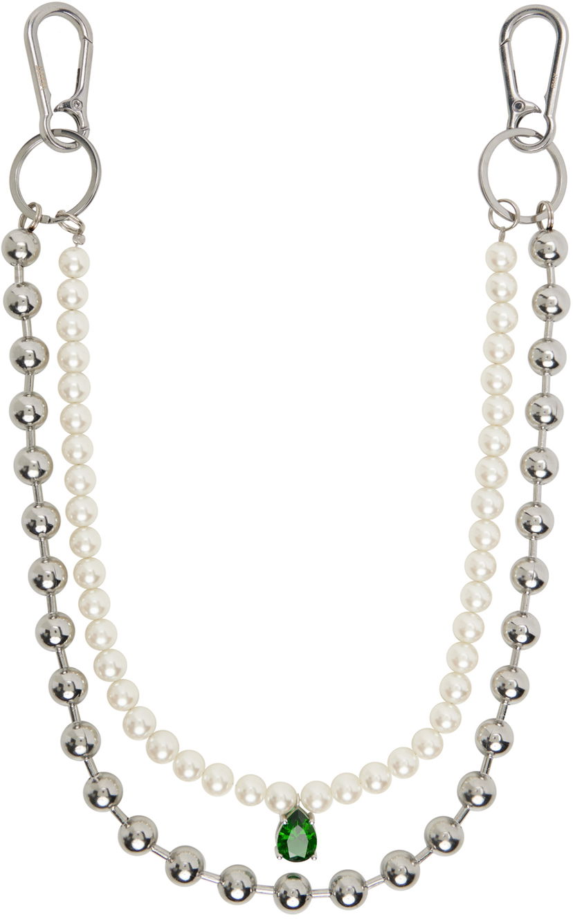 Avaimenperät VEERT The Ball Pearl Chain With Green Stone Vihreä | KEYCH2