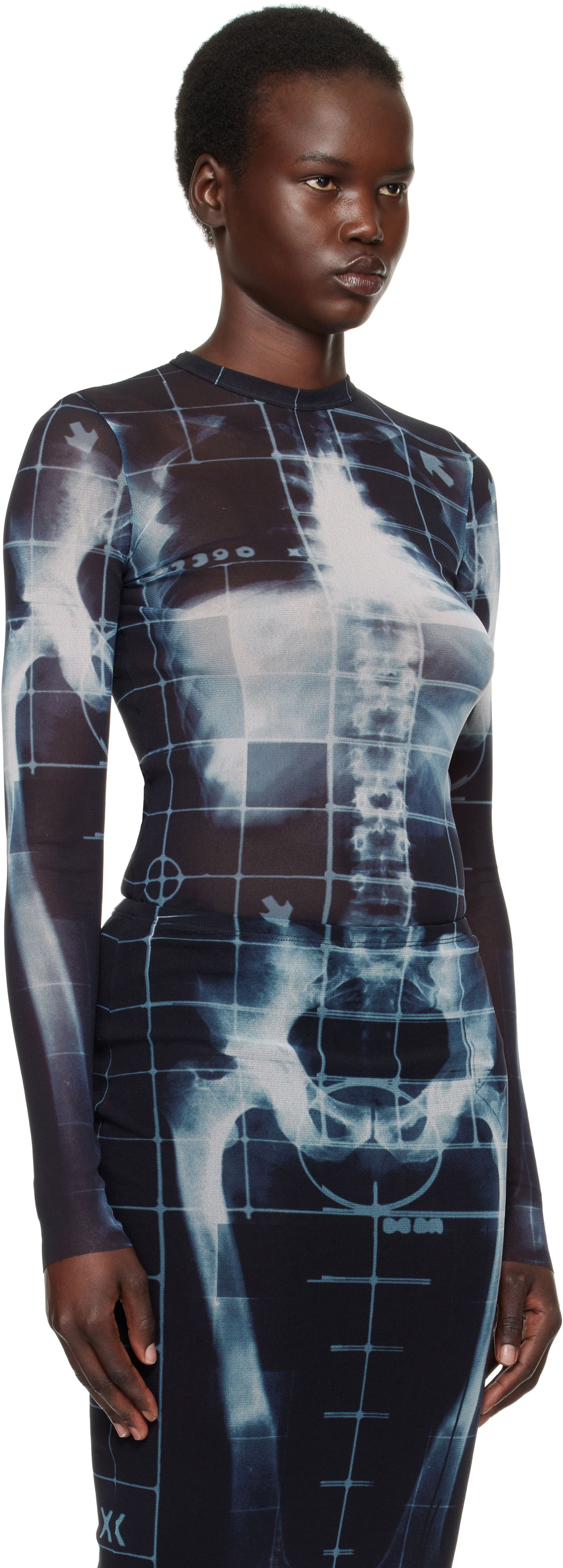 Mekko Jean Paul Gaultier Jean Paul Gaultier 'The Squeletor' Mesh T-Shirt Musta | 25/33-F-TO241-T580-005956, 1