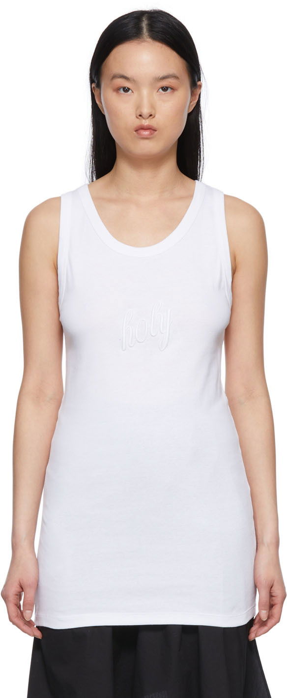Tankkitoppi Ann Demeulemeester Seva White Tank Top Valkoinen | 2201-W-JE20-222-002