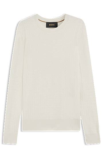Villapaita BOSS Silk Sweater with Prince of Wales Check Valkoinen | 50543228