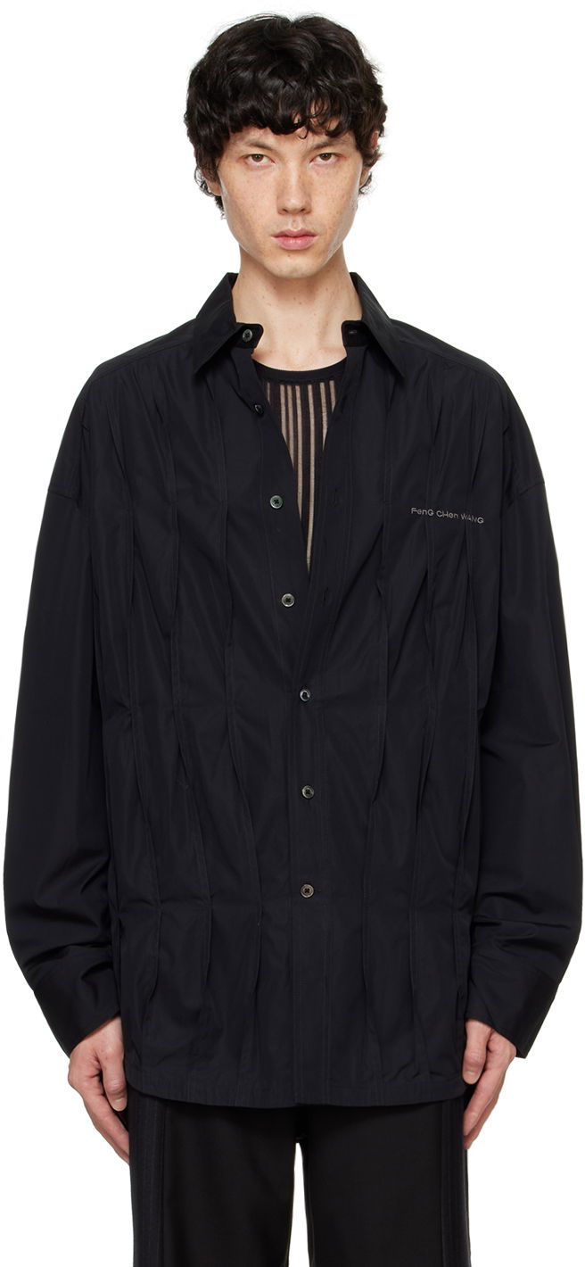 Paita Feng Chen Wang Feng Chen Wang Pleated Shirt Musta | FUF18SR09