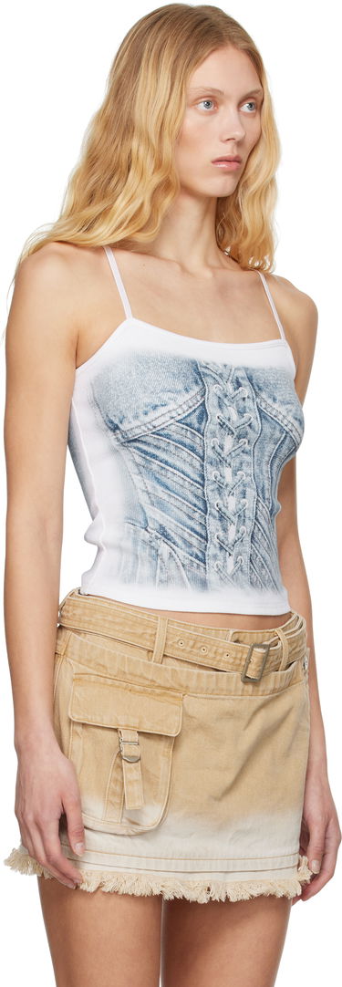 Hame Feng Chen Wang Feng Chen Wang Denim Print Tank Top Valkoinen | FWS19VS13, 1