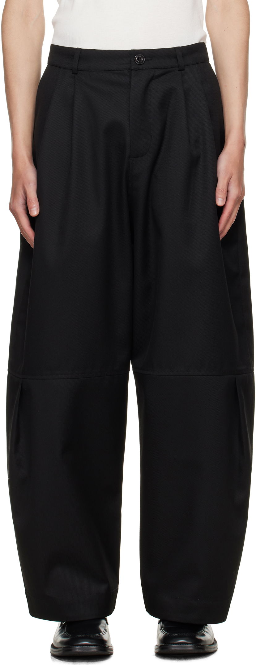 Housut sage NATION SAGE NATION Zushi Pleated Trousers Musta | S091 ZUSHI TROUSER COTTON TWIL