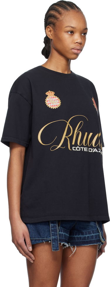 T-paita Rhude Rhude Script Crest T-Shirt Tummansininen | RHPS25TT07012, 4