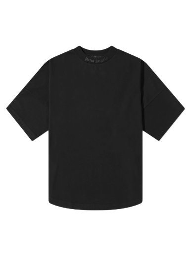 T-paita Palm Angels Oversized Mock Neck Glitter Logo Tee Musta | PMAA002F22JER0031010