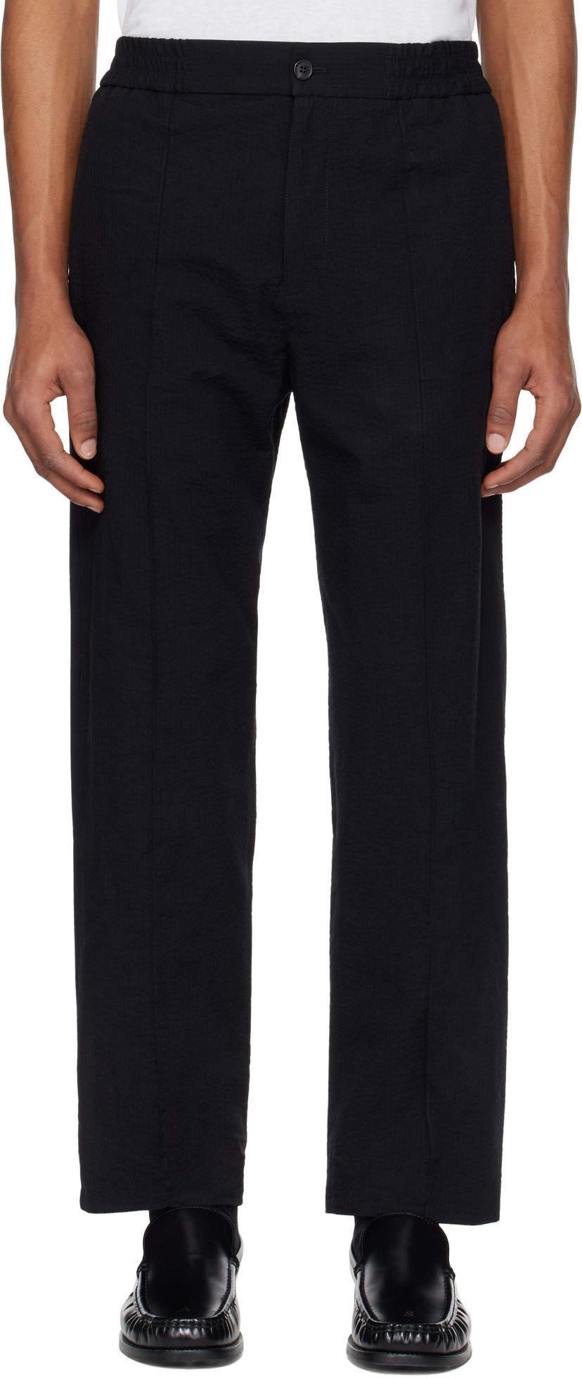 Housut A.P.C. A.P.C. Joaquin Textured Straight-Leg Trousers Musta | COGXU-H08454