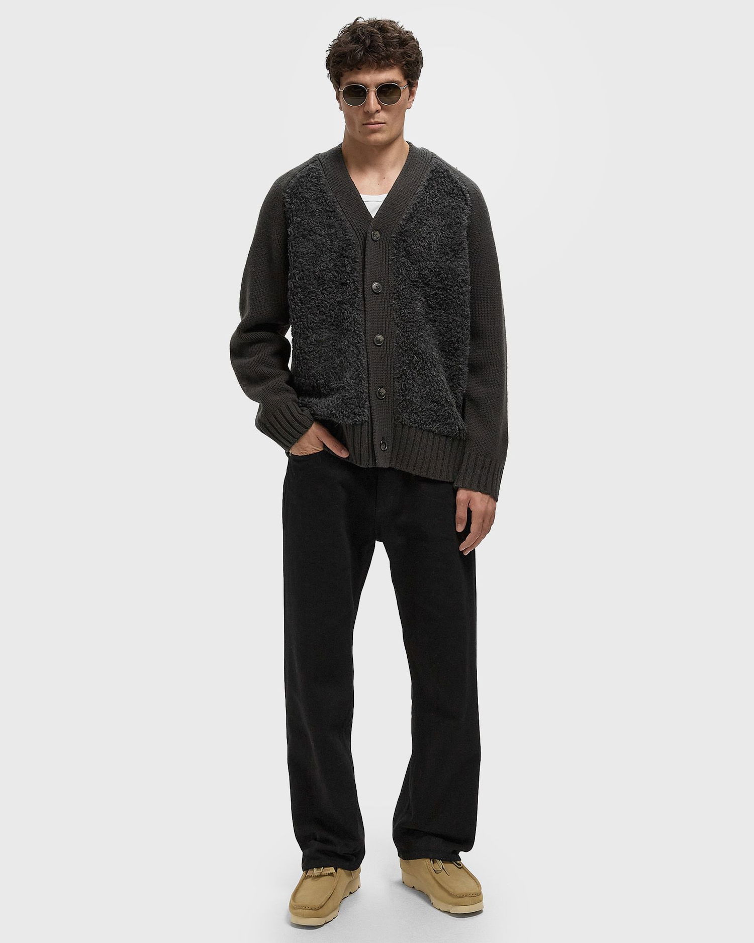Villapaita CLOSED V-Neck Button-Front Mixed-Texture Cardigan Musta | C86448-93Q-22-164, 1