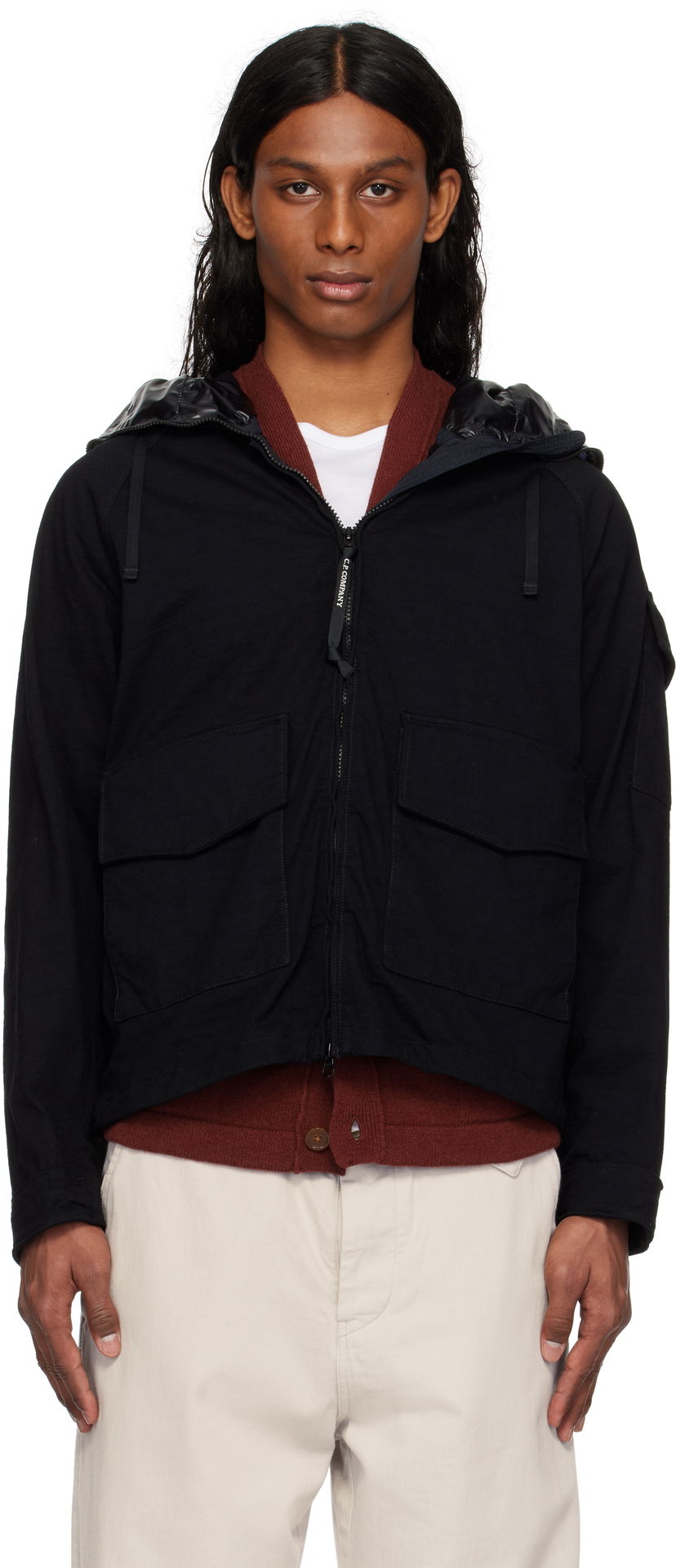 Parka C.P. Company C.P. Company Knitted Nylon Explorer Jacket Musta | 18CMOW223A-110320G