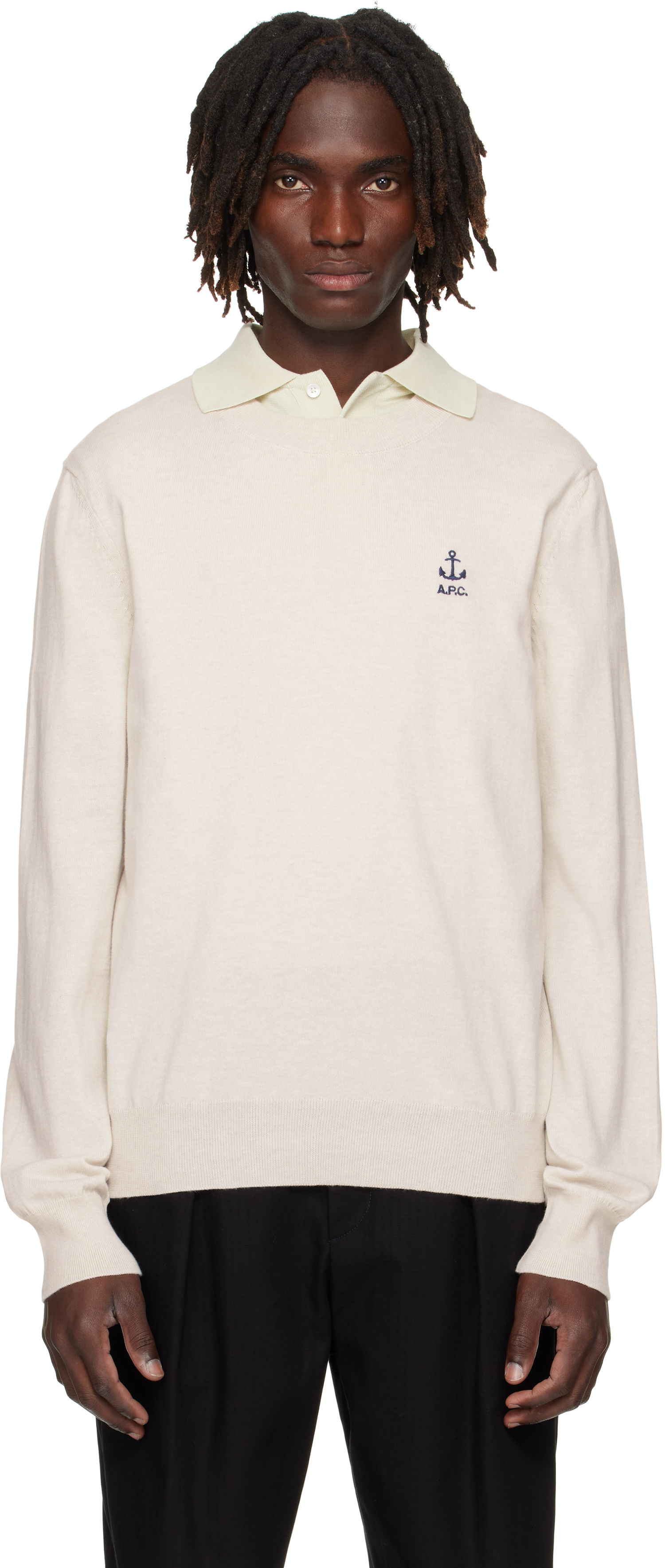Villapaita A.P.C. A.P.C. Gabin Anchor Logo Knit Sweater Beige | COGDK-H23412, 0