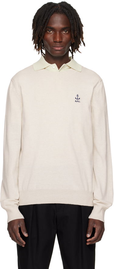 Villapaita A.P.C. A.P.C. Gabin Anchor Logo Knit Sweater Beige | COGDK-H23412, 0
