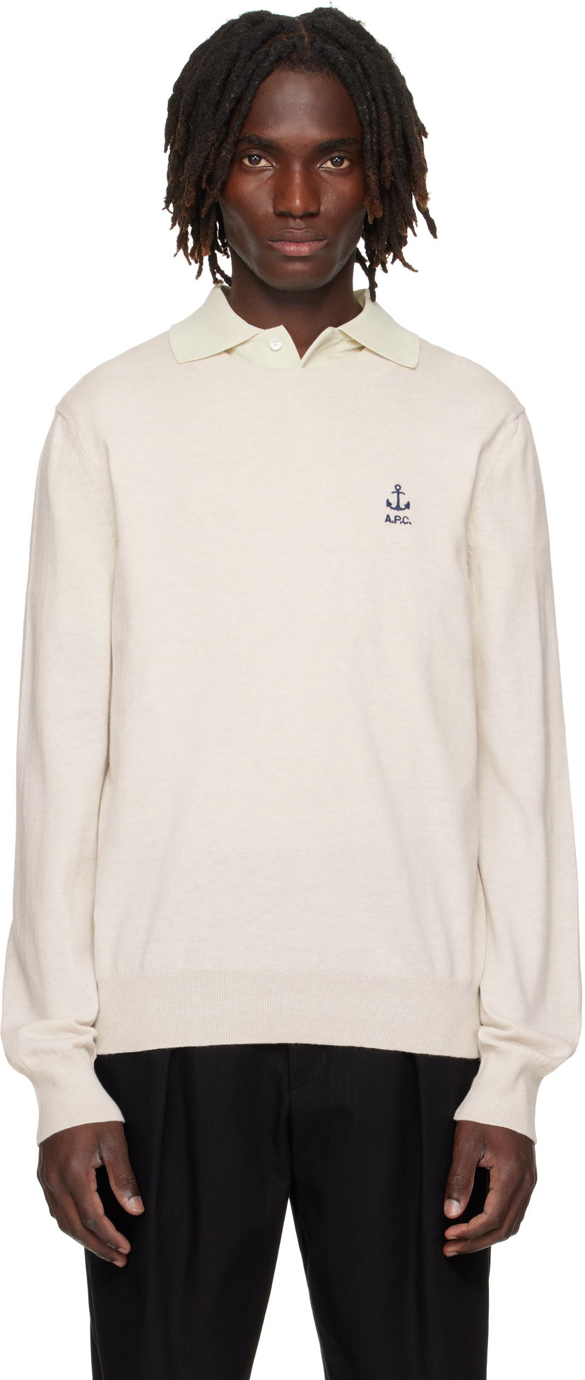 Villapaita A.P.C. A.P.C. Gabin Anchor Logo Knit Sweater Beige | COGDK-H23412