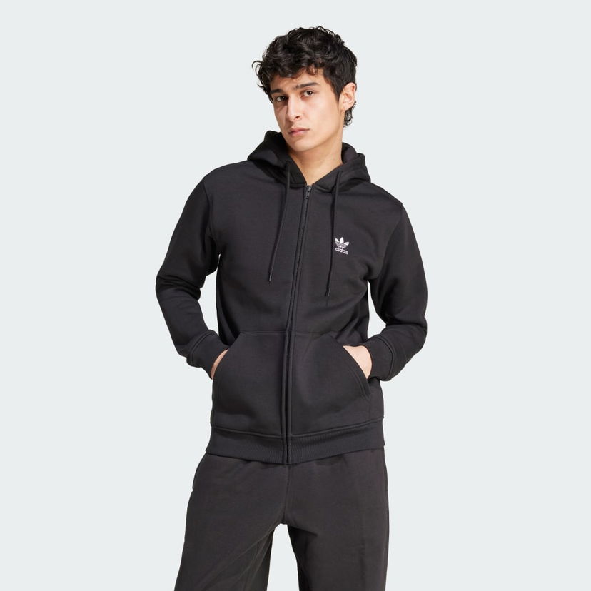 Huppari adidas Performance Trefoil Essentials Full-Zip Musta | IW5791