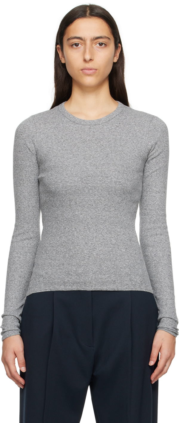 Villapaita rag & bone Essential Long Sleeve T-Shirt Harmaa | WCC22FT014ER14