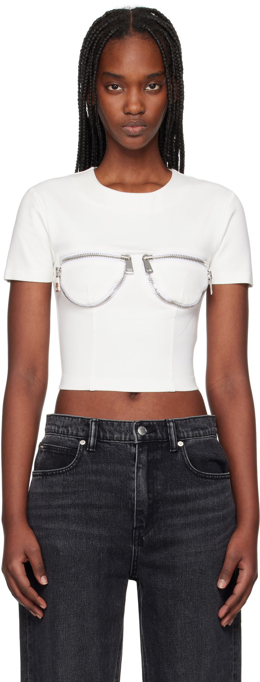 Crop top Area AREA Zipper Bustier Cup T-Shirt Valkoinen | RS25AWTS0019FA01