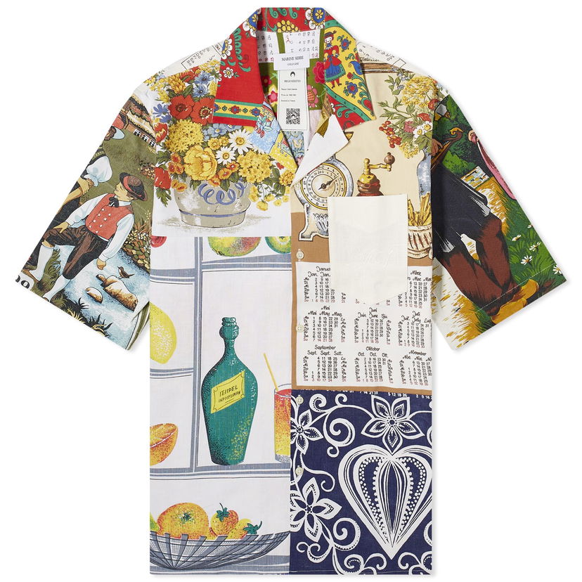 Paita Marine Serre Regenerated Household Linen Bowling Shirt Valkoinen | USI014-MU00