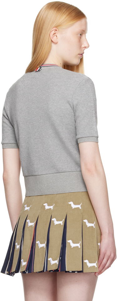 Villapaita Thom Browne Thom Browne Cotton Waffle Short Sleeve Cardigan Harmaa | FJT390A-J0216, 2