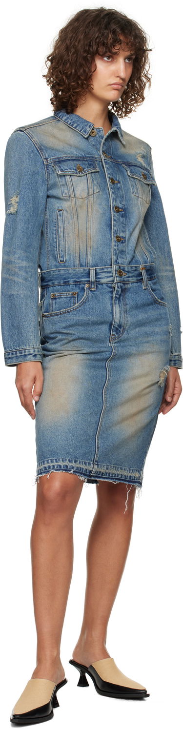Mekko We11done We11done Washed Denim Midi Dress Sininen | WD-DO3-24-304-W-BL, 3