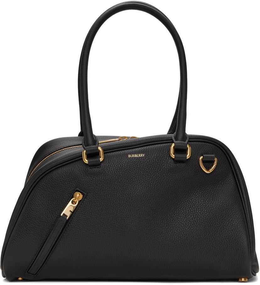 Käsilaukku Burberry Small Shield Twin Bowling Leather Bag Musta | 8104829