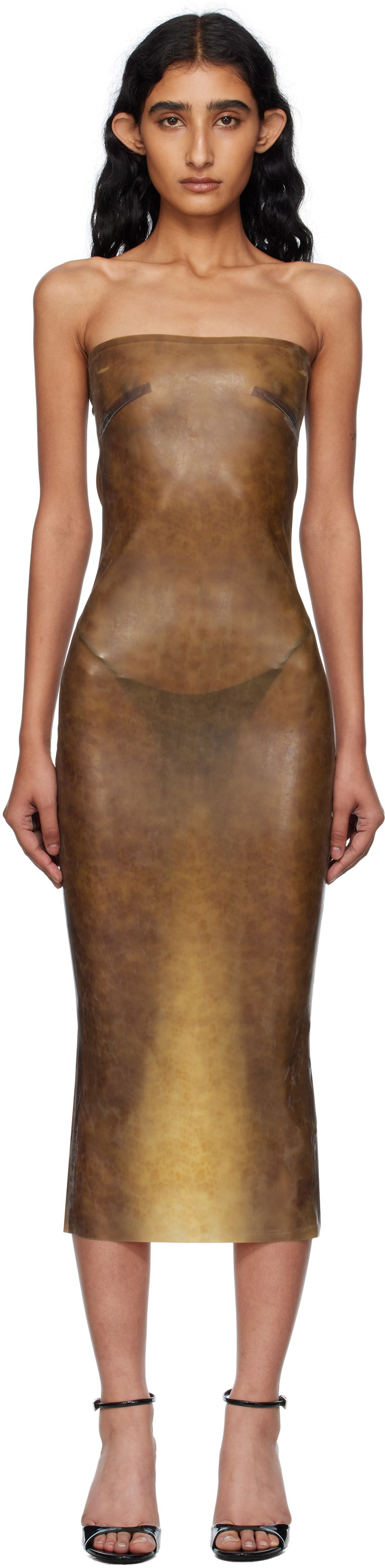 Mekko Miaou Miaou Lila Latex Midi Dress Ruskea | 5025LTXLEO