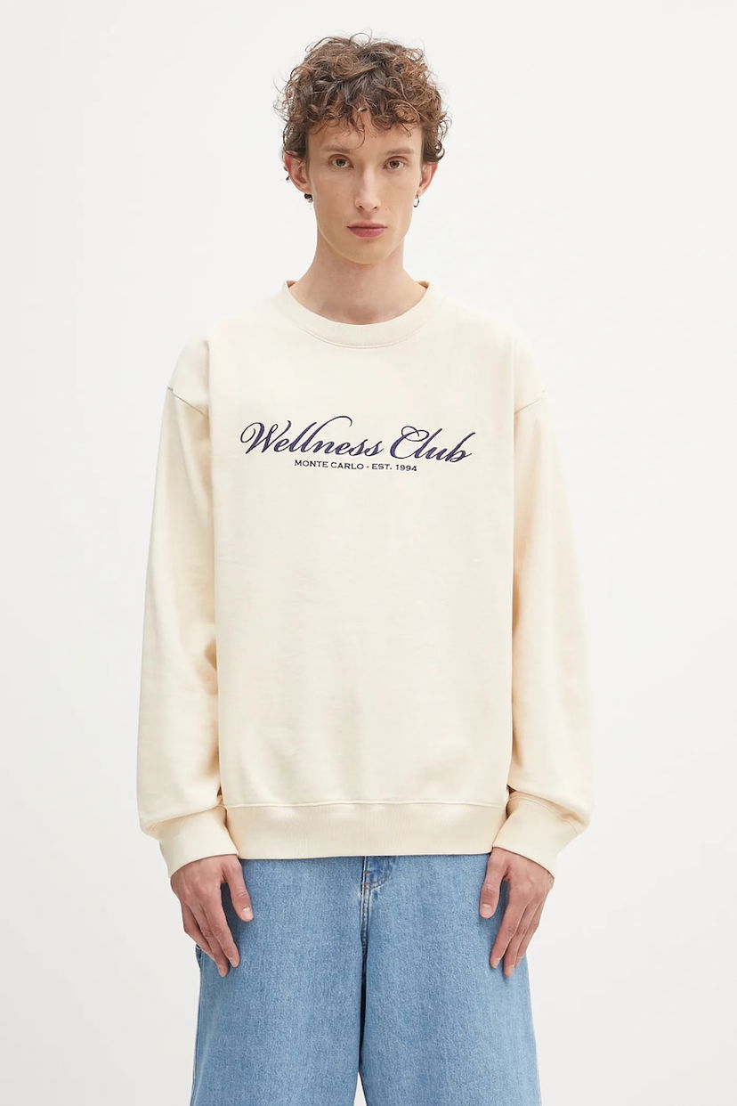 Huppari Sporty & Rich Sporty & Rich Wellness Club Embroidered Sweatshirt Beige | ST071620081CR01