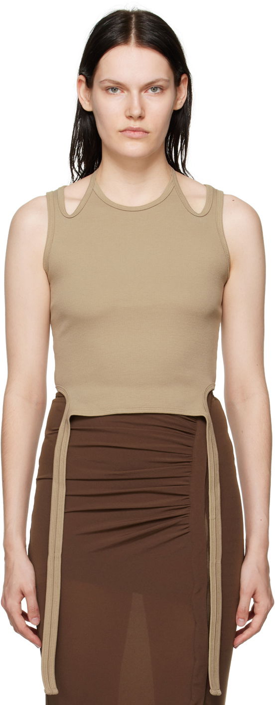 Tankkitoppi Dion Lee Dion Lee Halter Tie Tank Top Beige | A3438F21