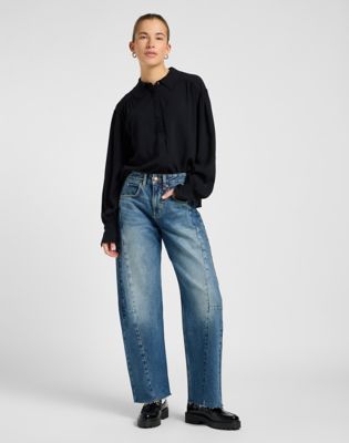 Paita Lee Regular Statement Collar Shirt Unionall Musta | 112371292, 1