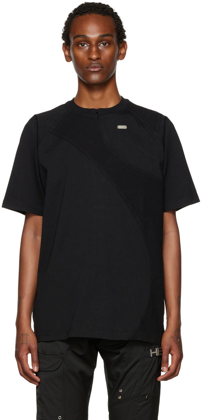 T-paita HELIOT EMIL Paneled T-Shirt Musta | HE_M_09_031_C01_BLK01