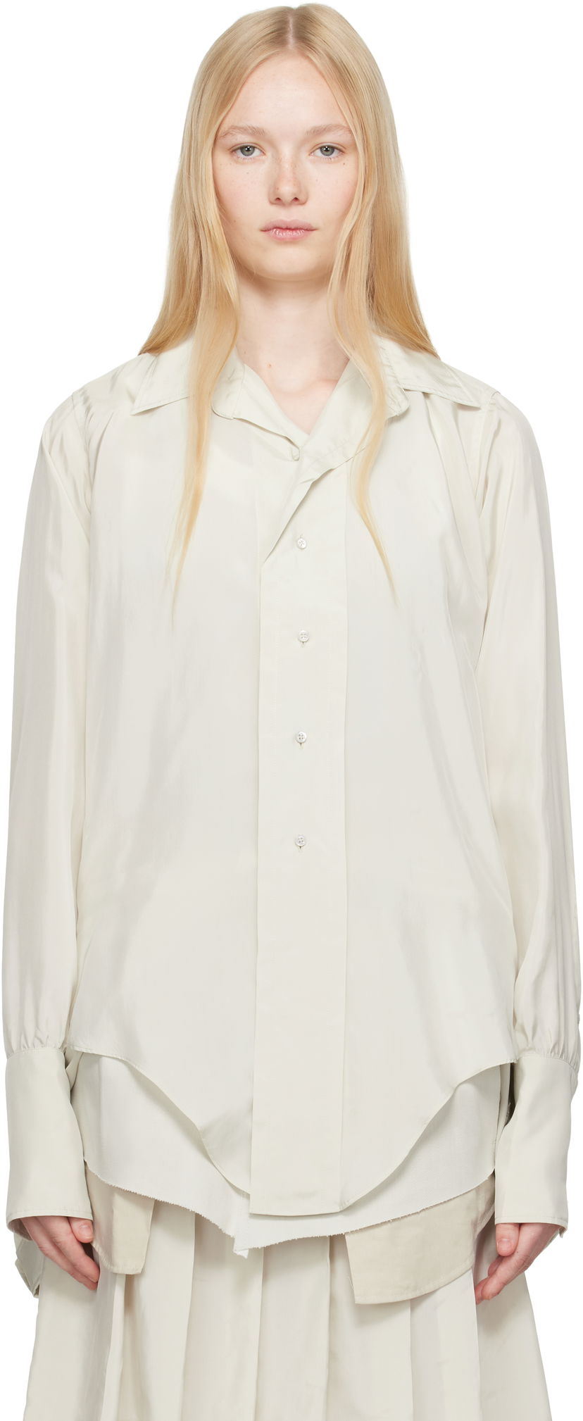 Paita Maison Margiela Maison Margiela Dropped Hem Shirt Valkoinen | S51DT0020 S76632