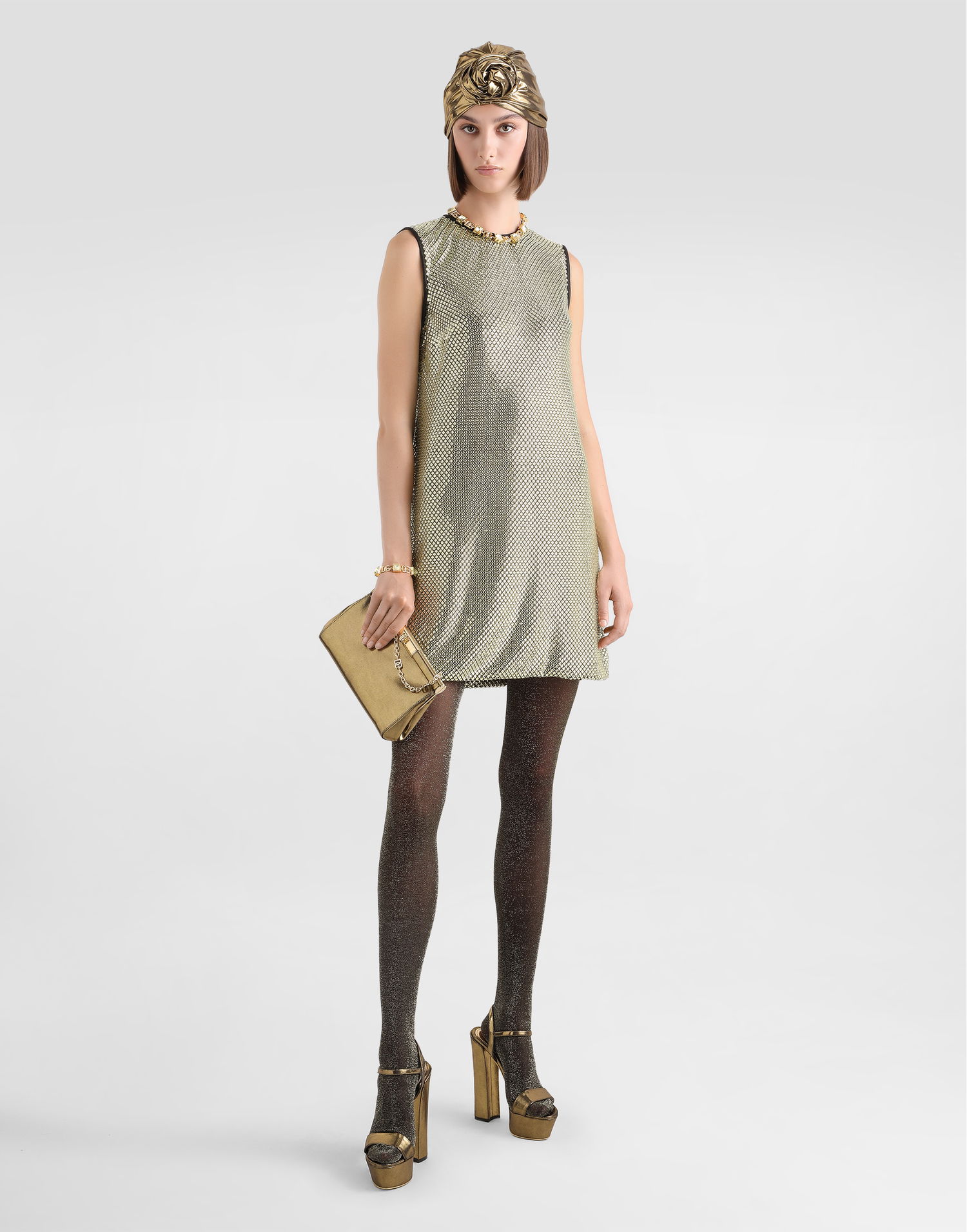 Mekko Dolce & Gabbana Crystal Mesh Dress Metallinen | F6TJMZFLSK3S0997, 1